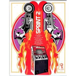 Sprint 2 Vintage Video Arcade Game Flyer 1976 Original Retro Driving 8.5" x 11"